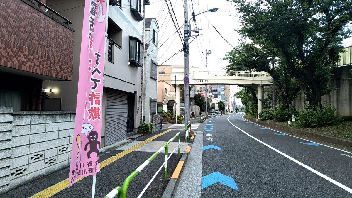 JR上中里駅からの道順:線路沿いの道